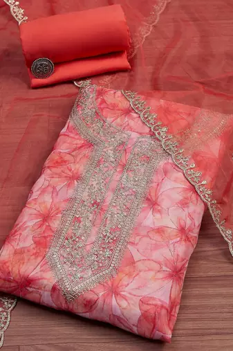 Embroidered Unstitched Dress Material