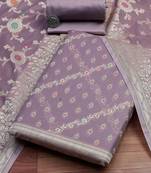 Floral Woven Design Zari Unstitched Dress Material