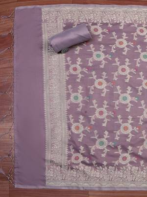 Floral Woven Design Zari Unstitched Dress Material 2