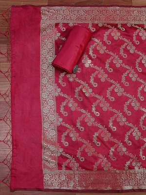 Floral Woven Design Zari Unstitched Dress Material 2