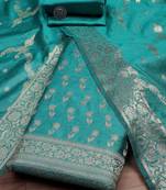 Floral Woven Design Zari Unstitched Dress Material