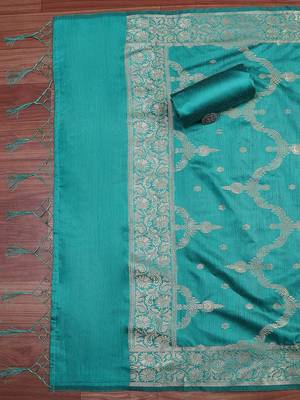 Floral Woven Design Zari Unstitched Dress Material 2