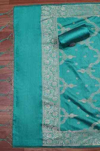 Floral Woven Design Zari Unstitched Dress Material