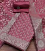 Floral Woven Design Zari Unstitched Dress Material