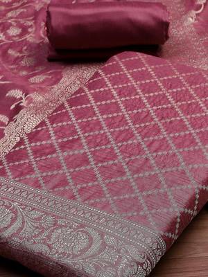 Floral Woven Design Zari Unstitched Dress Material 2