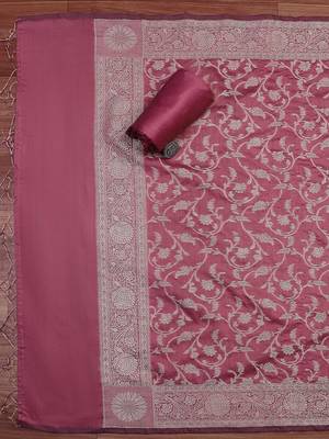 Floral Woven Design Zari Unstitched Dress Material 4