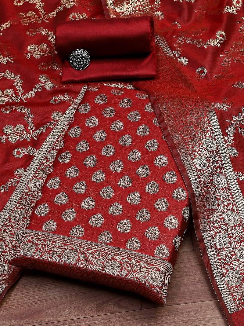 Ethnic Motifs Woven Design Unstitched Dress Material