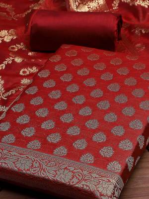 Ethnic Motifs Woven Design Unstitched Dress Material 3