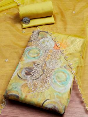 Printed Organza Unstitched Dress Material 1