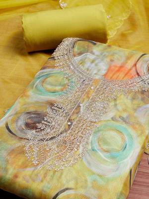 Printed Organza Unstitched Dress Material 2
