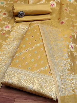 Ethnic Motifs Woven Design Unstitched Dress Material 1