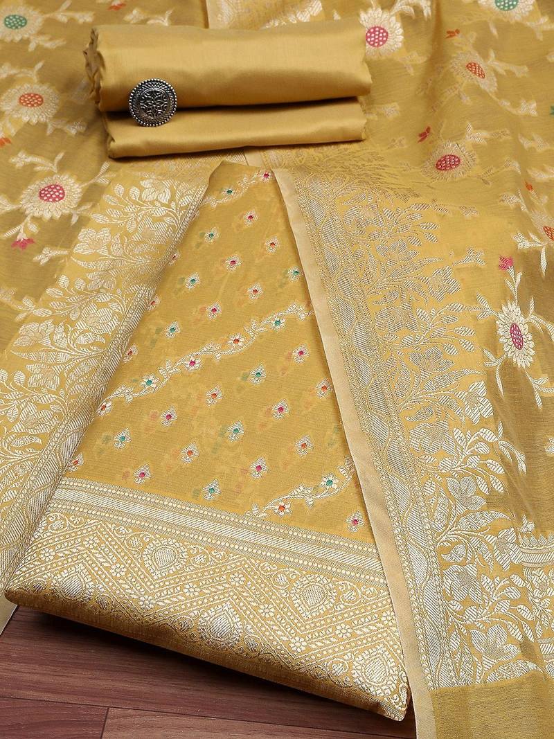 Ethnic Motifs Woven Design Unstitched Dress Material