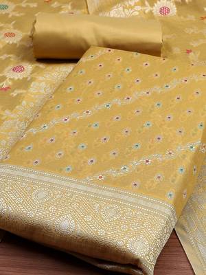 Ethnic Motifs Woven Design Unstitched Dress Material 3