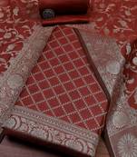 Floral Woven Design Zari Unstitched Dress Material