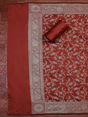 Floral Woven Design Zari Unstitched Dress Material 2