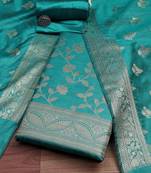 Floral Woven Design Zari Unstitched Dress Material