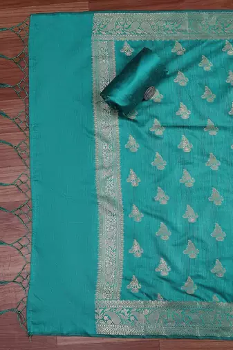 Floral Woven Design Zari Unstitched Dress Material