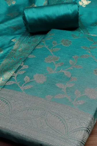 Floral Woven Design Zari Unstitched Dress Material