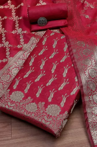 Ethnic Motifs Woven Design Unstitched Dress Material