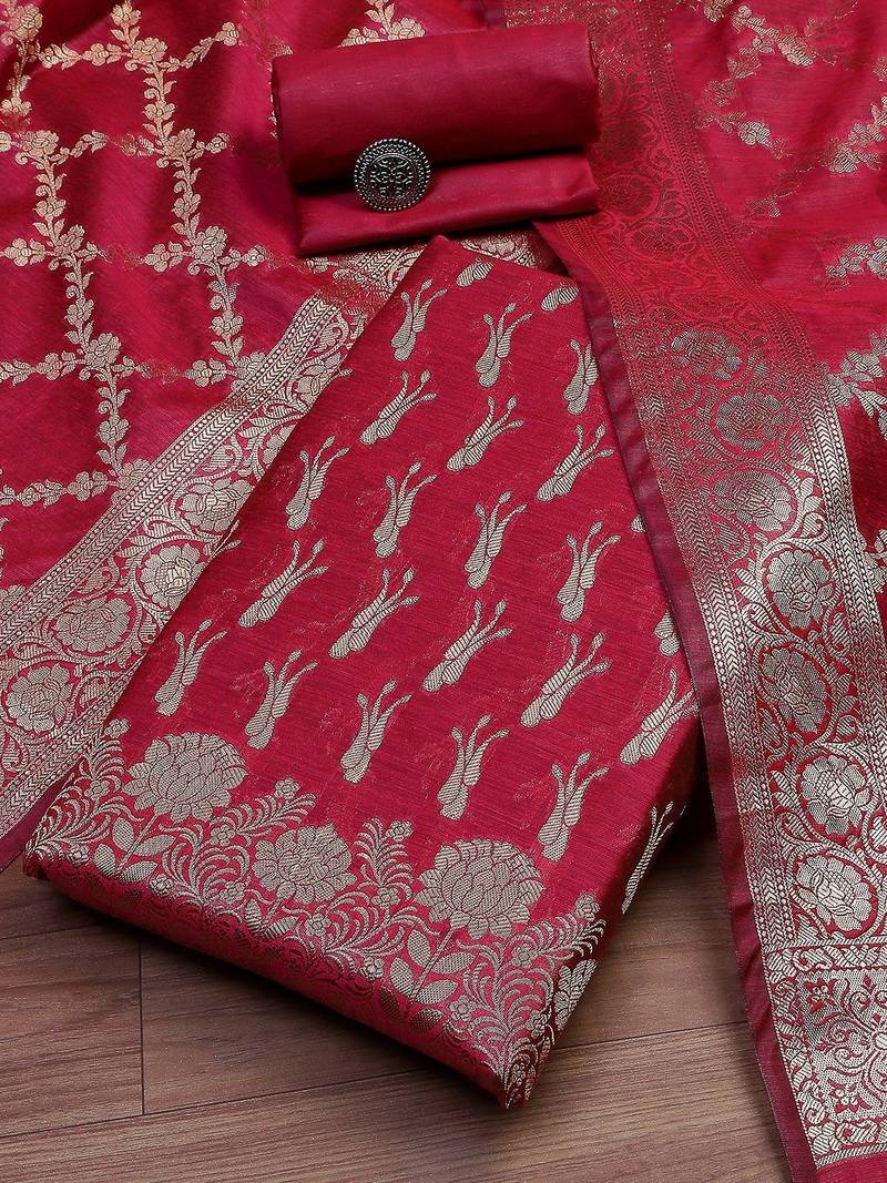 Ethnic Motifs Woven Design Unstitched Dress Material