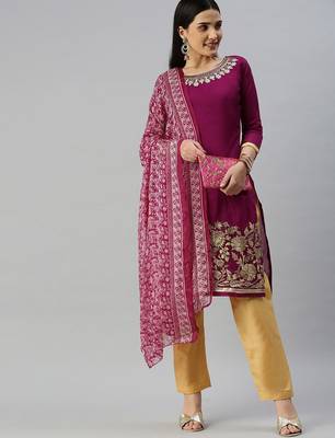Embroidered Silk Georgette Unstitched Dress Material 1