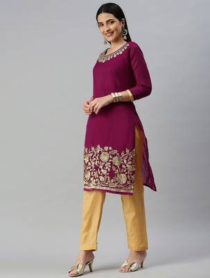 Embroidered Silk Georgette Unstitched Dress Material 4