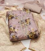 Floral Printed Beads & Stones Organza Unstitched Dress Material