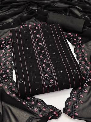 Floral Embroidered Silk Georgette Unstitched Dress Material 1