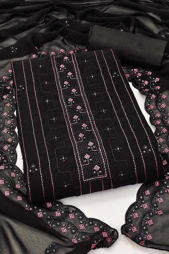 Floral Embroidered Silk Georgette Unstitched Dress Material