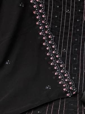 Floral Embroidered Silk Georgette Unstitched Dress Material 4