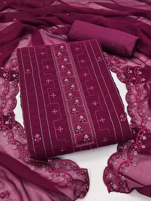Ethnic Motifs Sequinned Embroidered Unstitched Dress Material 1