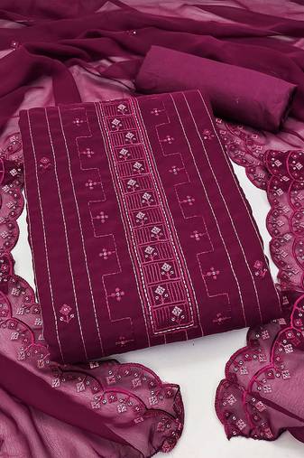 Ethnic Motifs Sequinned Embroidered Unstitched Dress Material