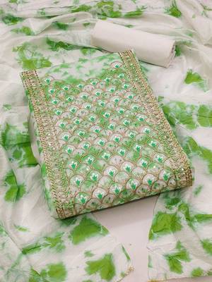 Floral Embroidered Pure Cotton Unstitched Dress Material 1