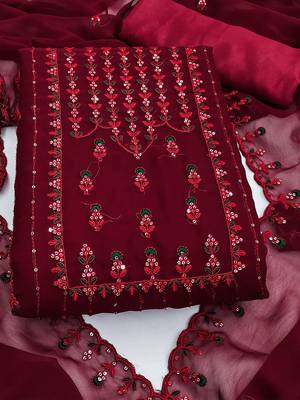 Embroidered Silk Georgette Unstitched Dress Material 2