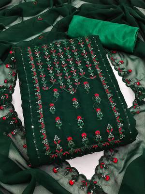 Embroidered Silk Georgette Unstitched Dress Material 1