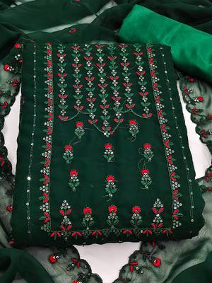 Embroidered Silk Georgette Unstitched Dress Material 2