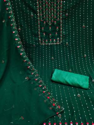 Embroidered Silk Georgette Unstitched Dress Material 3