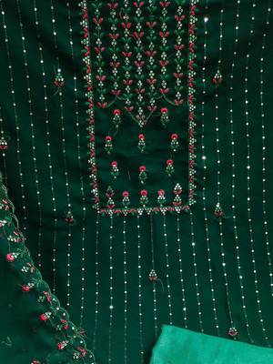 Embroidered Silk Georgette Unstitched Dress Material 4