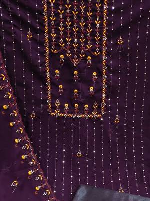 Embroidered Silk Georgette Unstitched Dress Material 3