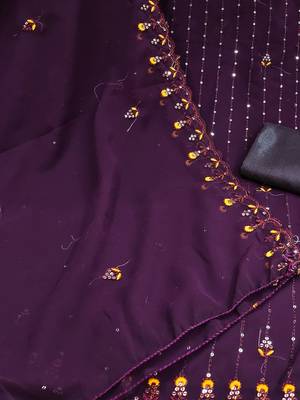 Embroidered Silk Georgette Unstitched Dress Material 4