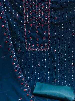 Floral Embroidered Silk Georgette Unstitched Dress Material 3