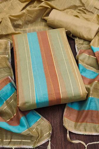 Striped Unstitched Dress Material