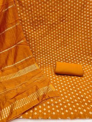Orange Unstitched Dress Material 2