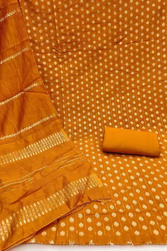 Orange Unstitched Dress Material
