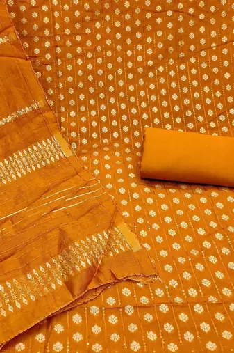 Orange Unstitched Dress Material