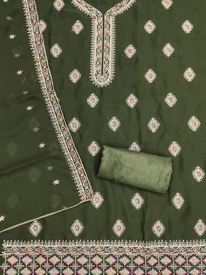 Embroidered Silk Georgette Unstitched Dress Material 4