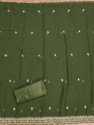 Embroidered Silk Georgette Unstitched Dress Material 5