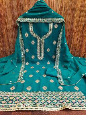 Floral Embroidered Silk Georgette Unstitched Dress Material 3