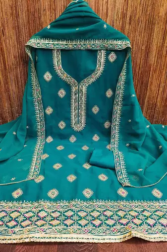 Floral Embroidered Silk Georgette Unstitched Dress Material