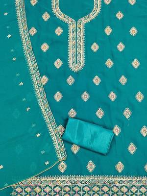 Floral Embroidered Silk Georgette Unstitched Dress Material 4